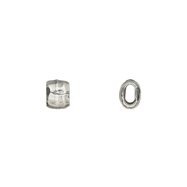 Bead, TierraCast®, antiqued pewter (tin-based alloy), 7x5.5mm flattened hammered barrel. Sold per pkg of 20. image number 0