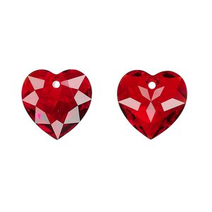 Drop 24pk light Siam, Swarovski® 14.5mm pendant heart cut 6432