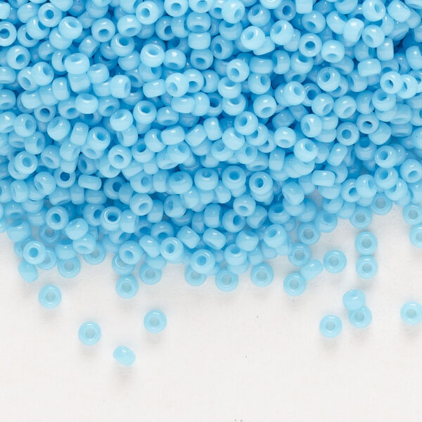 Seed bead, Miyuki, glass, pkg/25g, #11 rocaille, opaque turquoise blue, (RR-413). image number 0