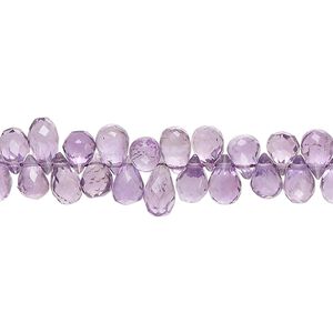 Amethyst 1pkg1, hand-cut top-drilled faceted teardrop bead natural 8 inch 6x4mm-9x4mm