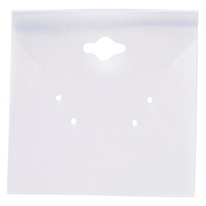 Earring / necklace card, plastic, frosted light blue, 2-1/2 x 2-1/2 inch square. Sold per pkg of 100.