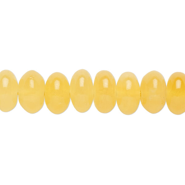 Bead, yellow calcite (stabilized / coated), 10x5mm-10x6mm rondelle, B grade, Mohs hardness 3. Sold per 15-1/2" to 16" strand. image number 0
