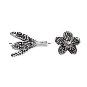 Cone, antique silver-plated bronze, 20x13mm petal, 9mm inside diameter. Sold individually.