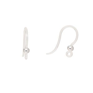 Ear wire fishhook 1pkg10, 17mm / 3mm ball / closed loop, 20 gauge acrylic / stainless steel clear and silver 5 pair