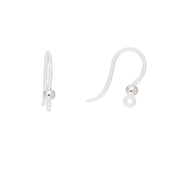 Ear wire fishhook 1pkg10, 17mm / 3mm ball / closed loop, 20 gauge acrylic / stainless steel clear and silver 5 pair image number 0