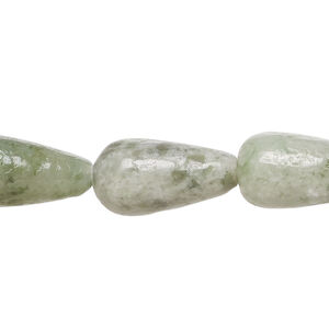 Jadeite 1pkg1, teardrop bead natural, 15 inch 19x9mm-21x11mm