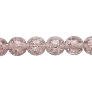 Bead, Czech crackle glass druk, translucent mauve, 10mm round. Sold per 15-1/2" to 16" strand.