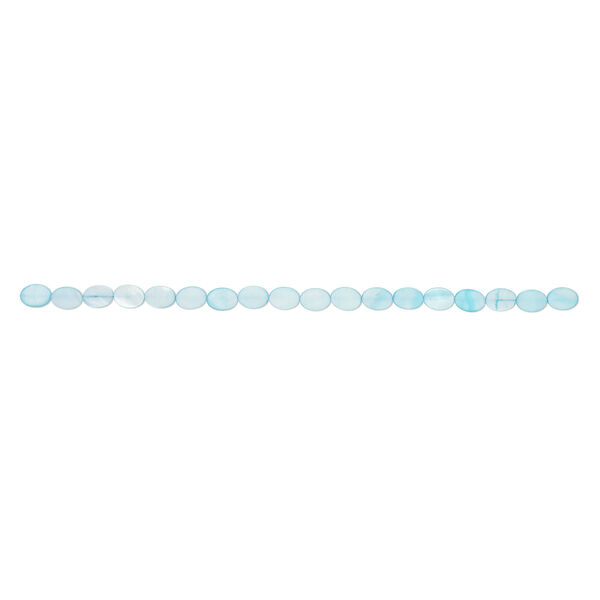 Mother-of-pearl shell 1pkg1, flat oval bead 15 inch sky blue 14x10mm image number 1