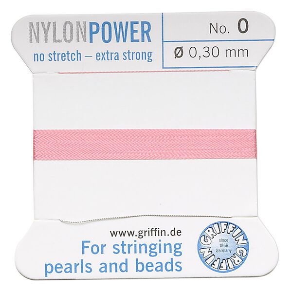 Thread, Griffin, nylon, dark pink, size #0. Sold per 2-meter card (approximately 78 inches). image number 0