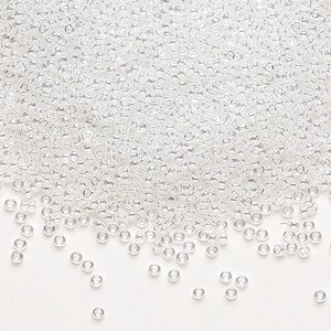 Seed bead, Miyuki, glass, pkg/35g, #15 rocaille, translucent luster crystal clear, (RR-160).