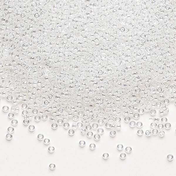 Seed bead, Miyuki, glass, pkg/35g, #15 rocaille, translucent luster crystal clear, (RR-160). image number 0