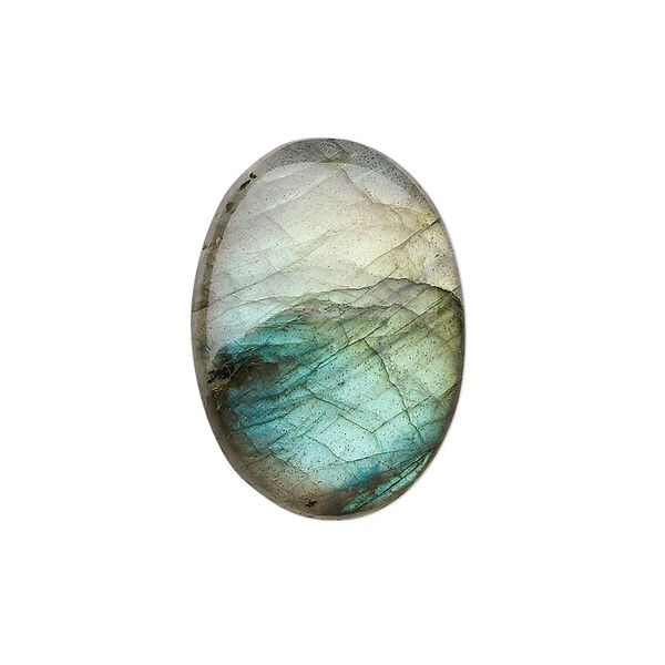 Cabochon, labradorite (natural), 25x18mm calibrated oval, B grade, Mohs hardness 6 to 6-1/2. Sold individually. image number 0