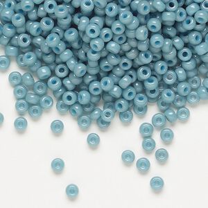 Seed bead, Miyuki, glass, pkg/250g, #8 rocaille, Duracoat® opaque outside dyed moody blue, (RR-4479).