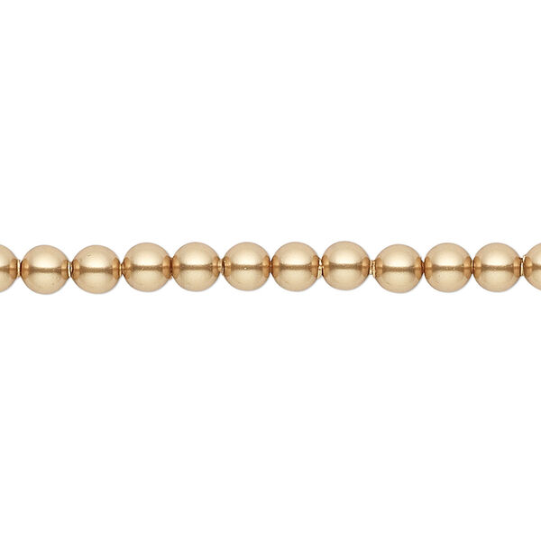 Pearl 500pk bright gold, Crystal Passions® 4mm round 5810 image number 0