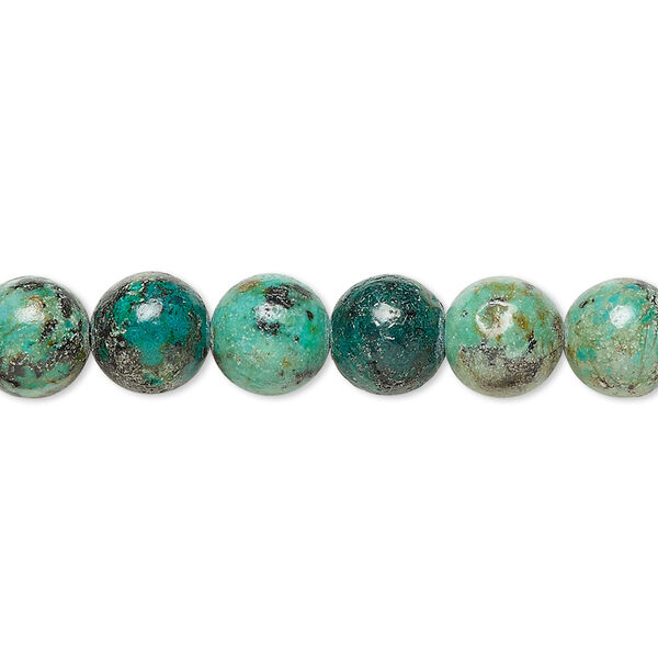 Bead, African "turquoise" (jasper) (dyed), 8mm round, C grade, Mohs hardness 6-1/2 to 7. Sold per 15-1/2" to 16" strand. image number 0