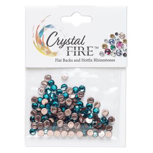 Flat back 144pk blue zircon, Crystal FIRE® 3.80-4.00mm hotfix round SS16