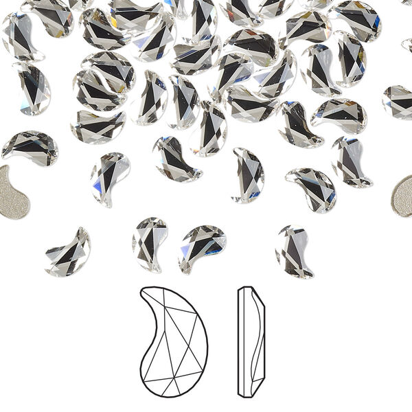 Flat back 4pk crystal foil back, Crystal Passions® 6x3.7mm paisley y 2365 image number 0