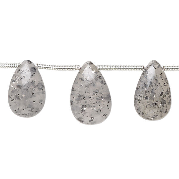 Bead 1pkg5 black aventurine, 13x8mm-17x10mm graduated hand-cut top-drilled teardrop B grade, natural image number 0