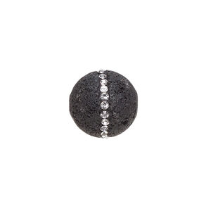Lava rock / crystal 1pkg1, round bead natural 14mm