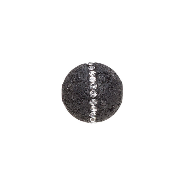 Lava rock / crystal 1pkg1, round bead natural 14mm image number 0