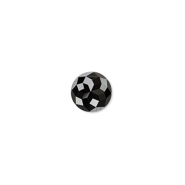 Cabochon, black onyx (dyed), 10mm calibrated cube-cut round, B grade, Mohs hardness 6-1/2 to 7. Sold individually. image number 0