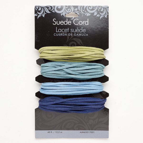 Cord, faux suede 1pkg4, assorted colors, 3mm flat. image number 0