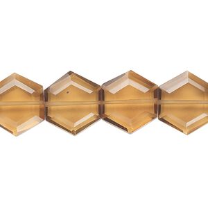 Golden quartz 1pkg10, hand-cut faceted hexagon bead 13x12mm