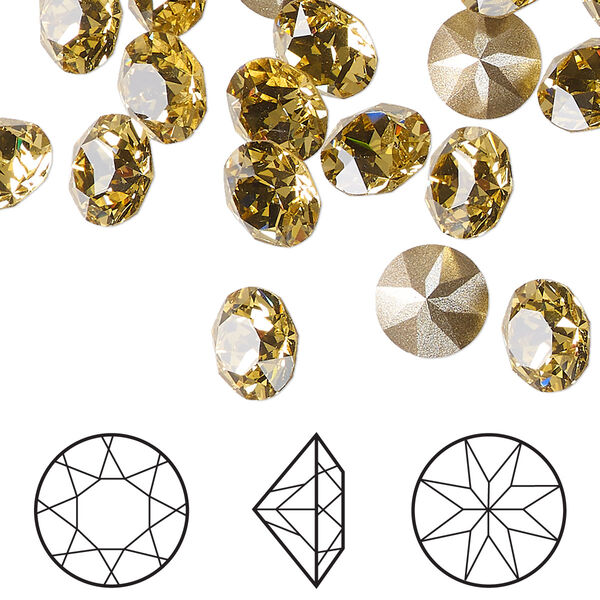 Chaton 6pk dark jonquil foil back, Crystal Passions® Regenerated 8.16-8.41mm round SS39 1088 image number 0
