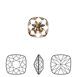 Fancy stone 72pk crystal golden shadow foil back, Swarovski® 12mm cushion 4470