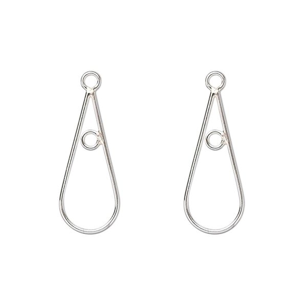 Drop, sterling silver, 22x10mm teardrop with loop. Sold per pkg of 2. image number 0