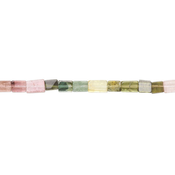 Bead, multi-tourmaline (natural), 4x3mm hand-cut rectangle, C grade, Mohs hardness 7 to 7-1/2. Sold per 15" to 16" strand. image number 0