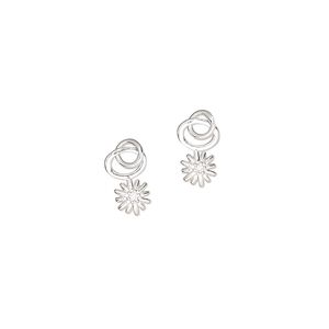 Charm, sterling silver and cubic zirconia, clear, 5mm single-sided sun with 4mm closed round loop. Sold per pkg of 2.