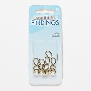 Bead, gold-finished steel, 9x2mm-10x2mm oval rondelle, 7x5mm hole. Sold per pkg of 15.