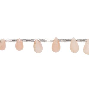Pink opal / peach opal 1pkg20, hand-cut top-drilled teardrop bead natural 6x3mm-9x5mm