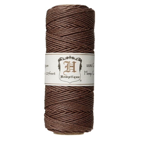Cord, Hemptique®, polished hemp, dark brown, 1mm diameter, 20-pound test. Sold per 205-foot spool. image number 0