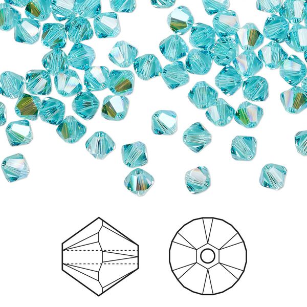 Bead 48pk light turquoise glacier blue, Crystal Passions® 4mm bicone 5328 image number 0