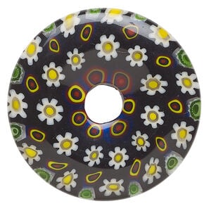 Focal, millefiori glass 1pkg1, opaque and translucent multicolored, 39-40mm undrilled donut.