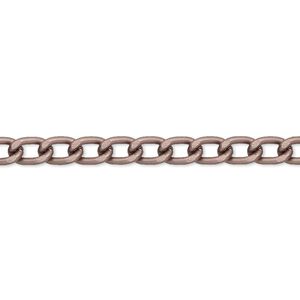 Chain 1pkg1 curb, 4mm, aluminum / anodized antique copper 5 foot unfinished