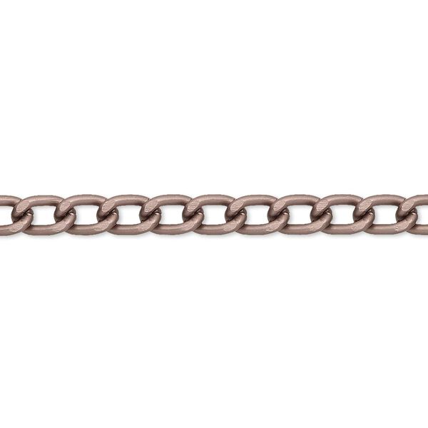 Chain, anodized aluminum, antique copper, 4mm curb. Sold per pkg of 5 feet. image number 0
