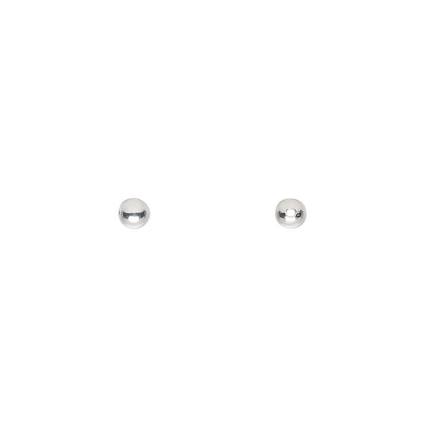 Bead, silver-plated brass, 3mm round. Sold per pkg of 100. image number 0