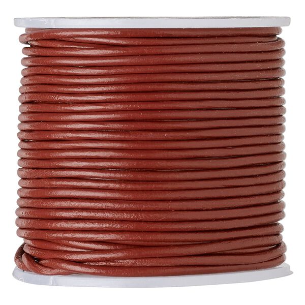 Cord, leather (dyed), rose, 1.4-1.6mm round. Sold per 25-yard spool. image number 0