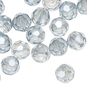 Bead 48pk translucent crystal silver night, Celestial Crystal® 10mm round