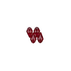 Briolette 4pk Siam, Crystal Passions&reg; 7x4mm pendant drop 6007