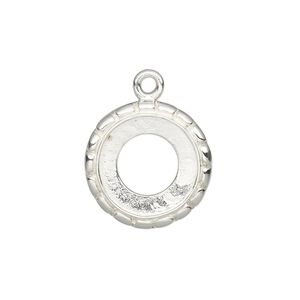 Drop, Almost Instant Jewelry®, sterling silver, 19mm round with open back and textured edge with 14mm rivoli setting. Sold individually.