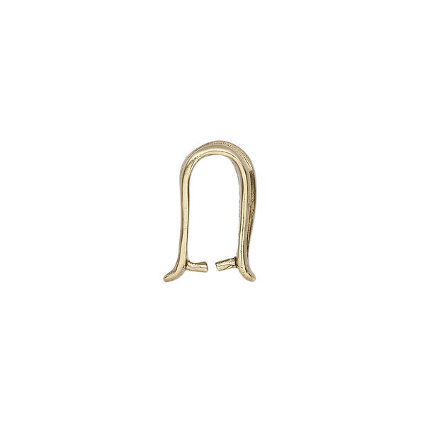 Bail, ice-pick, antiqued brass, 14.5x7.5mm triangle, 10mm grip length. Sold individually. image number 1