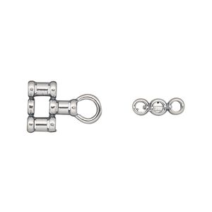 Crimp end, JBB Findings, antiqued sterling silver, 15x10mm 3-strand, 2mm inside diameter. Sold per pkg of 2.