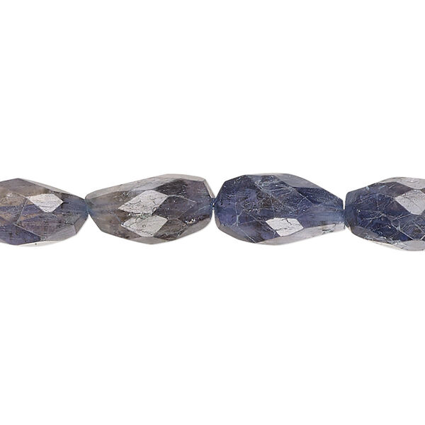 Bead, iolite (dyed), mini to medium hand-cut faceted flat nugget, Mohs hardness 7 to 7-1/2. Sold per 14-inch strand, approximately 25 beads. image number 0