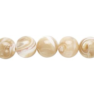 Bead, mother-of-pearl shell (natural), 10mm round, Mohs hardness 3-1/2. Sold per 15-1/2" to 16" strand.