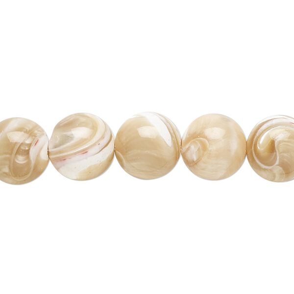 Bead, mother-of-pearl shell (natural), 10mm round, Mohs hardness 3-1/2. Sold per 15-1/2" to 16" strand. image number 0