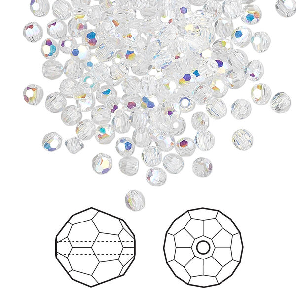 Bead 720pk crystal AB, Swarovski® 3mm round 5000 image number 0